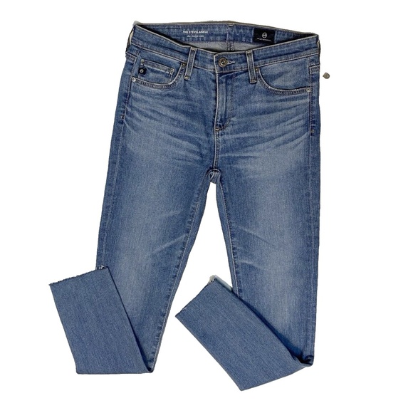 Adriano Goldschmied Stevie Ankle Slim Straight Ankle Size 25 Raw Hem Blue Jeans - Picture 16 of 16
